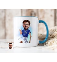 Bk Gift Kişiye Özel Beyzbol Karikatürlü Mavi Kupa Bardak-17, Sevgiliye Hediye, Arkadaşa Hediye