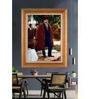 Altın Varaklı Çerçeveli Paspartulu Atatürk Tablo nh243 (Gold)