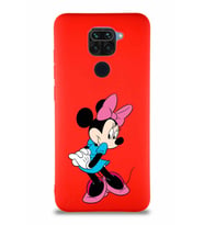 Xiaomi Redmi Note 9 Soft Premier Kapak Minnie Mouse-F Tasarımlı Silikon Kılıf - Kırmızı (Şeffaf)