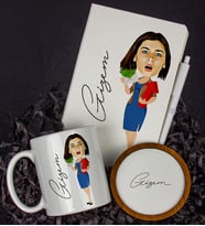 Kişiye Özel Karikatür Tasarım Defter Kalem Kupa Ve Bardak Altlığı Hediye Seti 96207