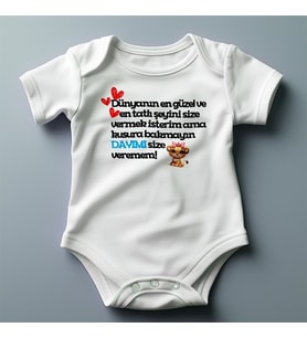 %100 Pamuklu Dayımı Size Veremem Temalı Kişiselleştirilebilir Baskılı Zıbın (Pamuk Beyaz)