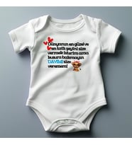 %100 Pamuklu Dayımı Size Veremem Temalı Kişiselleştirilebilir Baskılı Zıbın (Pamuk Beyaz)