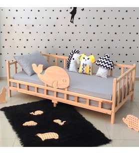 Markaawm Premium Balina Montessori Yatak Doğal Çam Çocuk Karyola 90X190 (Karışık)