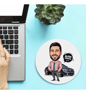 Kişiye Özel Arabasına Aşık Erkek Karikatürlü Mousepad