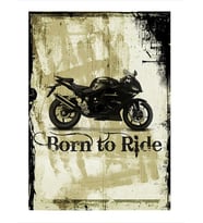 Born To Ride Motosiklet Temalı Desenli Ahşap Tablo