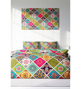 Çift Kişilik ( Lastikli Çarşaflı ) %100 Pamuk Saten Nevresim Takımı Strip Motif