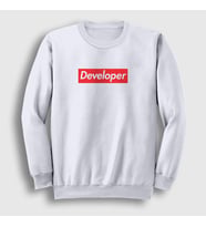 Presmono Unisex Beyaz Logo Developer Yazılımcı Sweatshirt 336188tt (Beyaz)