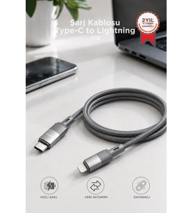 Torima Şarj Kablosu Type-C to Lightning Data Kablo U18 Gri