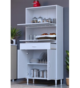 Eliusta Solaira 70 cm Genişlik Kapaklı Mutfak Dolabı 4 Kapaklı, Çekmeceli Çok Amaçlı Mutfak/Banyo Dolabı (Beyaz)