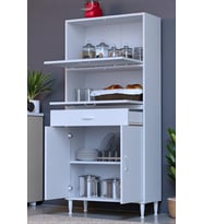Eliusta Solaira 70 cm Genişlik Kapaklı Mutfak Dolabı 4 Kapaklı, Çekmeceli Çok Amaçlı Mutfak/Banyo Dolabı (Beyaz)