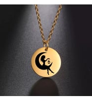 Kişiye Özel 925 Ayar Gümüş Ay Üzerinde Disk Kolye (Gold)