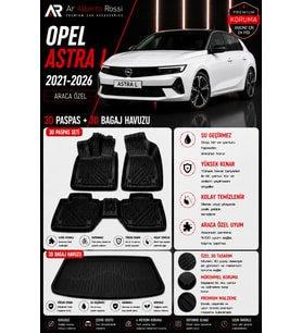 OPEL ASTRA L 2021-2026 Araca Özel 3D Paspas + 3D Bagaj Havuzu