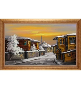 EV İŞYERİ OFİS İÇİN ALTIN ÇERÇEVELİ PASPARTULU TABLO S58