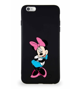 Apple iPhone 6 Plus Soft Premier Kapak Minnie Mouse-D Tasarımlı Silikon Kılıf - Siyah (Şeffaf)