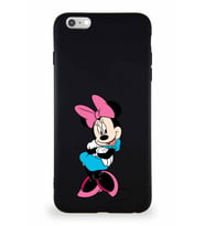 Apple iPhone 6 Plus Soft Premier Kapak Minnie Mouse-D Tasarımlı Silikon Kılıf - Siyah (Şeffaf)