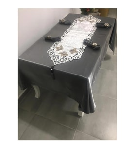 Afife Kadife Gümüşe Füme Sofra Takımı 8 Kişilik 160x230 Cm 34 Prç. - 685 (Standart)