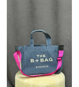 The B+Bag Bonhèur El ve Omuz Çantası Mumlu Kanvas Çanta (Lacivert) (Fuşya)