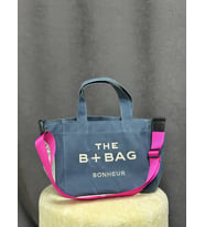 The B+Bag Bonhèur El ve Omuz Çantası Mumlu Kanvas Çanta (Lacivert) (Fuşya)