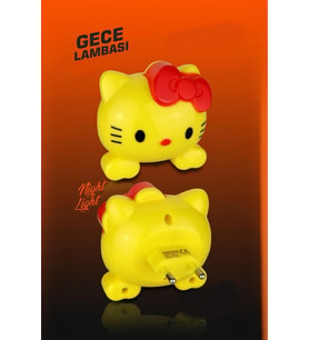 Sevimli Kedi Modeli Gece Lambası Açma Kapama Anahtarlı KTX-2518 (Krem)