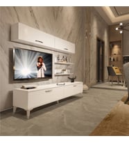 Decoraktiv Eko 5 Slm Std Silver Tv Ünitesi Tv Sehpası - Parlak Beyaz (Beyaz)
