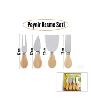 Lunaev Cheese Knife Set 4PCS Peynir Bıçak Seti Ahşap Bambu Saplı
