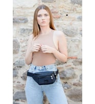 NEWİSH POLO KRİNKIL KUMAŞ BEL VE OMUZ ÇANTASI-FREE BAG (Siyah)
