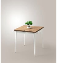 Yanlardan Açılır Büyüyen Yemek Masası Meşe-Beyaz 75x80cm SADECE MASA FİYATIDIR