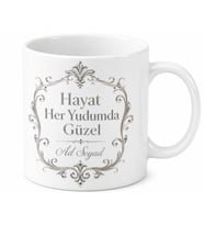 Gümüş Detaylı Özel Baskılı Kupa Bardak Kişiye Özel Hediye