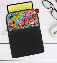 BK Gift Modern Soyut Tasarımlı Taşınabilir Koruyucu Tablet Kılıfı & Organizer Çanta - Siyah-1