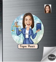 Kişiye Özel Avukat Kadın Ahşap Magnet -4
