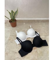 2'li Ekonomik Paket Double Push Up Dolgulu Destekli Siyah Beyaz