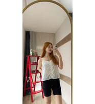 V Yaka Kendinden Desenli Askılı Crop Kadın Bluz 2548 -90