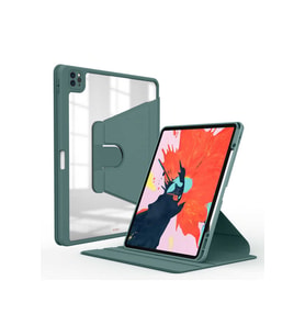 Apple iPad Pro 11 2022 M2 Uyumlu Kılıf Zore Nayn Dönebilen Standlı Kılıf (Koyu Yeşil)
