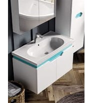 BELİNZA PHUKET BANYO DOLABI TAKIMI BEYAZ TURKUAZ 85 CM (Karışık)