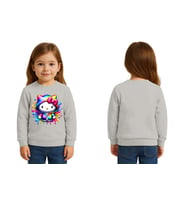 Unisex Hello Kity Baskılı Çocuk Swaetshirt 3 İplik Şardonlu (Gri)