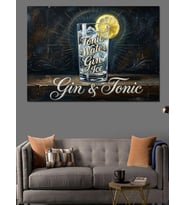 Yıldızlı Gecede Buzlu Gin Tonic Dekoratif Kanvas - Mdf Ahşap Tablo