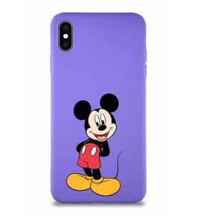 Apple iPhone XS Max Soft Premier Kapak Mickey Mouse-B Tasarımlı Silikon Kılıf - Mor (Şeffaf)