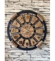 Kişiye Özel Halatlı Dekoratif Ahşap Duvar Saati 40 cm