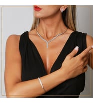 SET TAKIMI BAGET TAŞLI BEYAZ ALTIN