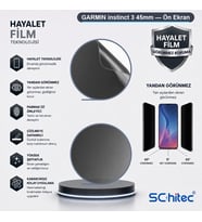 SChitec GARMIN instinct 3 45mm Uyumlu Ön Yüzey Hayalet Privacy Hidrojel Ekran Koruyucu