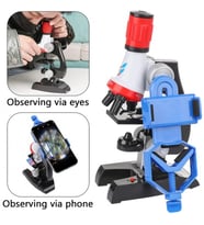 Çocuk eğitici mikroskop seti 100X 400x 1200x Büyütme (Telefon Klipsli)