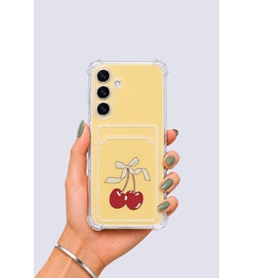 Samsung Galaxy S24 FE Kartlıklı Kiraz Desenli Kılıf - GLST6484-7478
