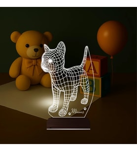 Luvivia Kedi Tasarım Kişiye Özel 3D Lamba - Masa Gece Lambası