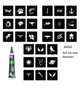 Minimal 27 Adet Kadın Deseni 3 cm Geçici Dövme Şablonu Kınalı Set