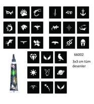 Minimal 27 Adet Kadın Deseni 3 cm Geçici Dövme Şablonu Kınalı Set