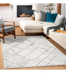 Makine Kaymaz Yıkanabilir Krem Geometrik Triko Salon Halısı Mutfak Halısı Koridor Halısı Yolluk 17307K