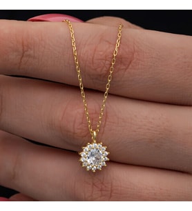 Gold  Minimal Yuvarlak Anturaj 925 Ayar Gümüş Kadın Kolye