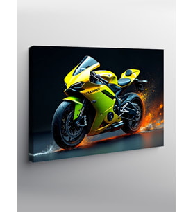 Kanvas Tablo Sarı Spor Motosiklet Tasarımı