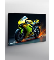 Kanvas Tablo Sarı Spor Motosiklet Tasarımı