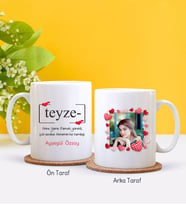 BK Gift Kişiye Özel Fotoğraflı Teyze Tasarımlı Beyaz Kupa Bardak-1